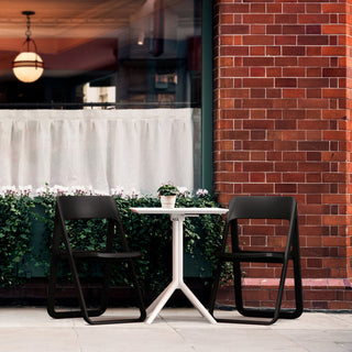 Dream Folding Outdoor Bistro Set With White Table and 2 Black Chairs