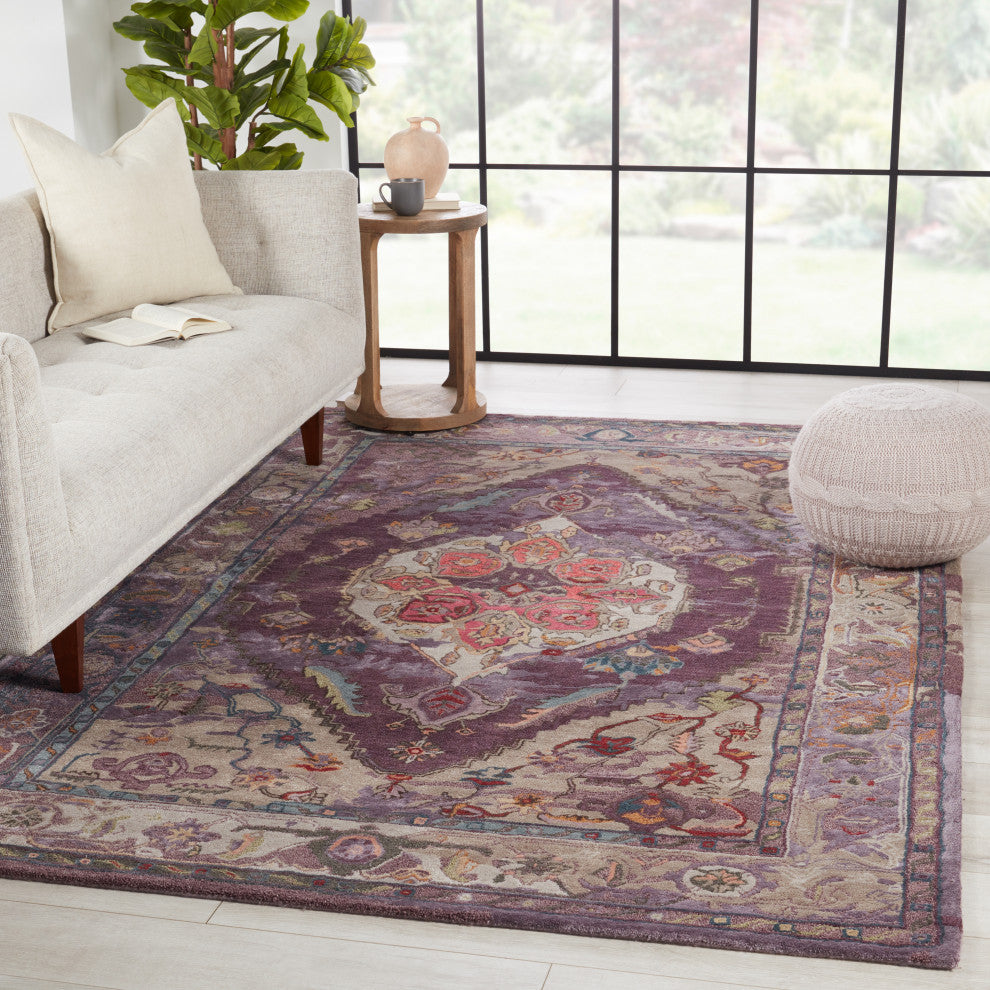 Raisa Handmade Medallion Purple/ Gray Area Rug 8'X10'
