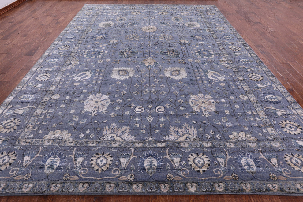 10' 1" X 14' 1" Wool & Silk Persian Hand Knotted Rug - Q15548