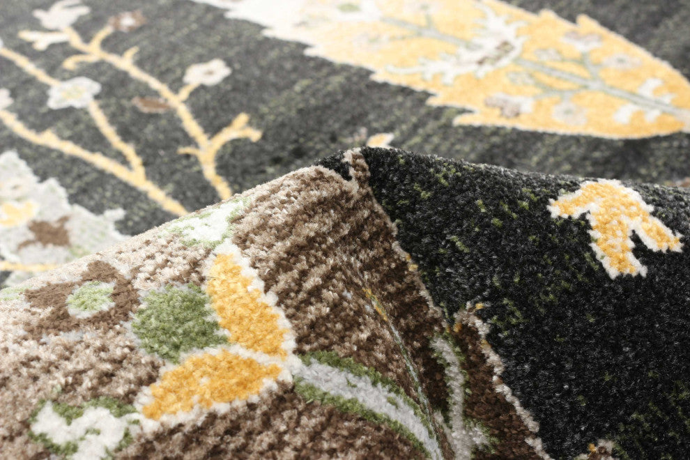 Aqua Pine Area Rug, Black, 5'x7'