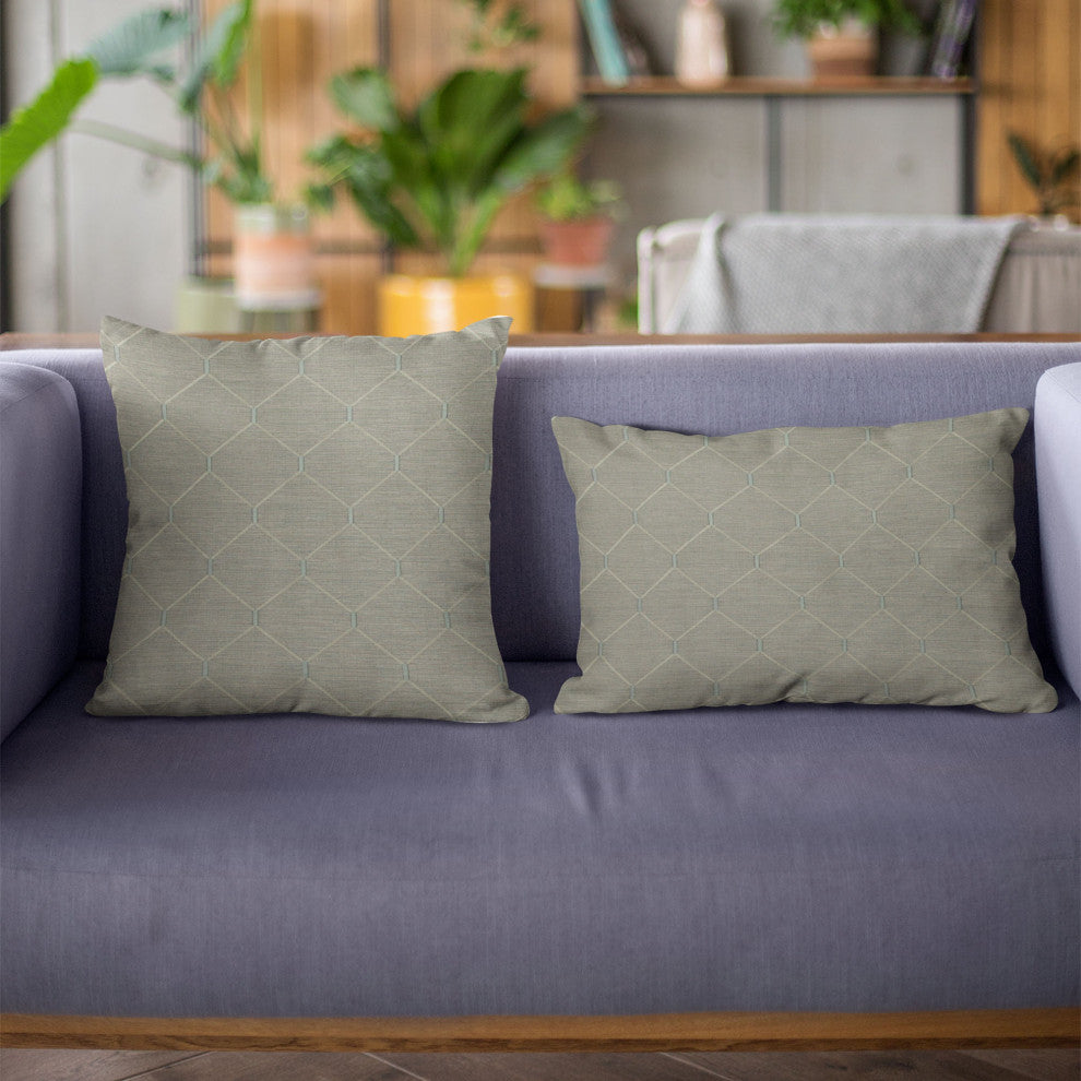 Urban Grey Kona Embroidery Luxury Throw Pillow, Double sided 20"x30" Queen
