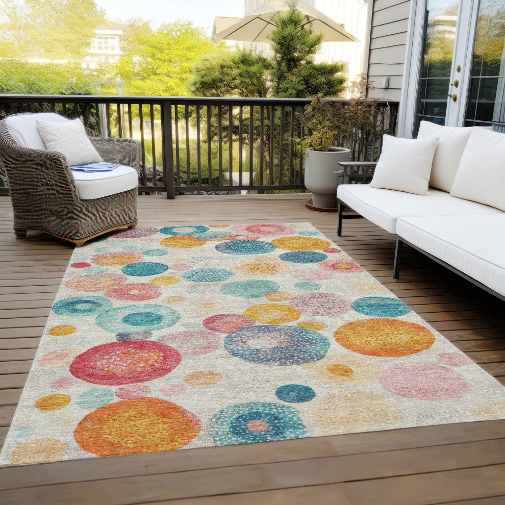 Machine Washable Indoor/Outdoor Chantille ACN1896 Beige 9' x 12' Rug
