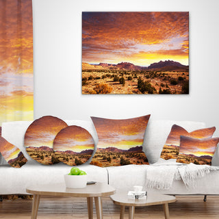 Land With Thick Clouds At Sunset African Landscape Throw Pillow, 18"x18"