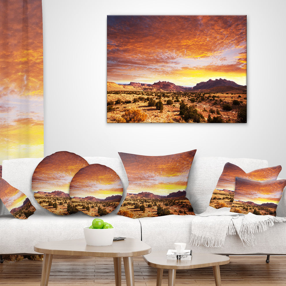 Land With Thick Clouds At Sunset African Landscape Throw Pillow, 18"x18"
