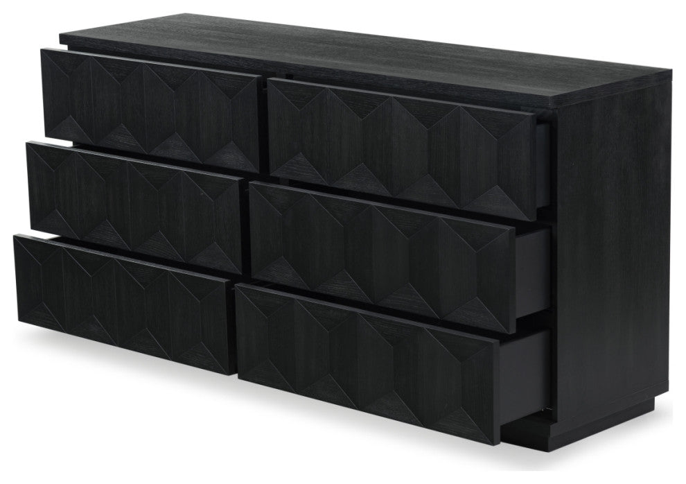 Safavieh Couture Deziree Wood 6 Drawer Dresser, Black