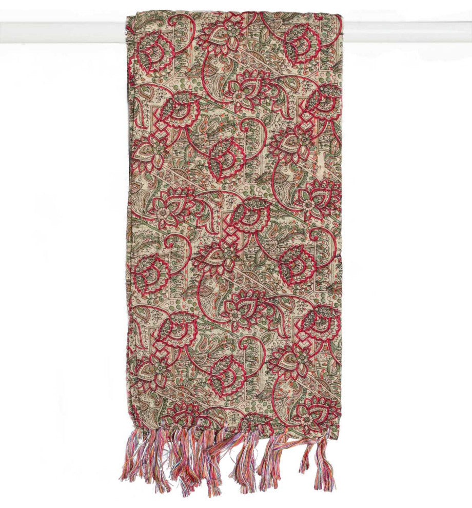 Green Cotton Damask Reversable Throw