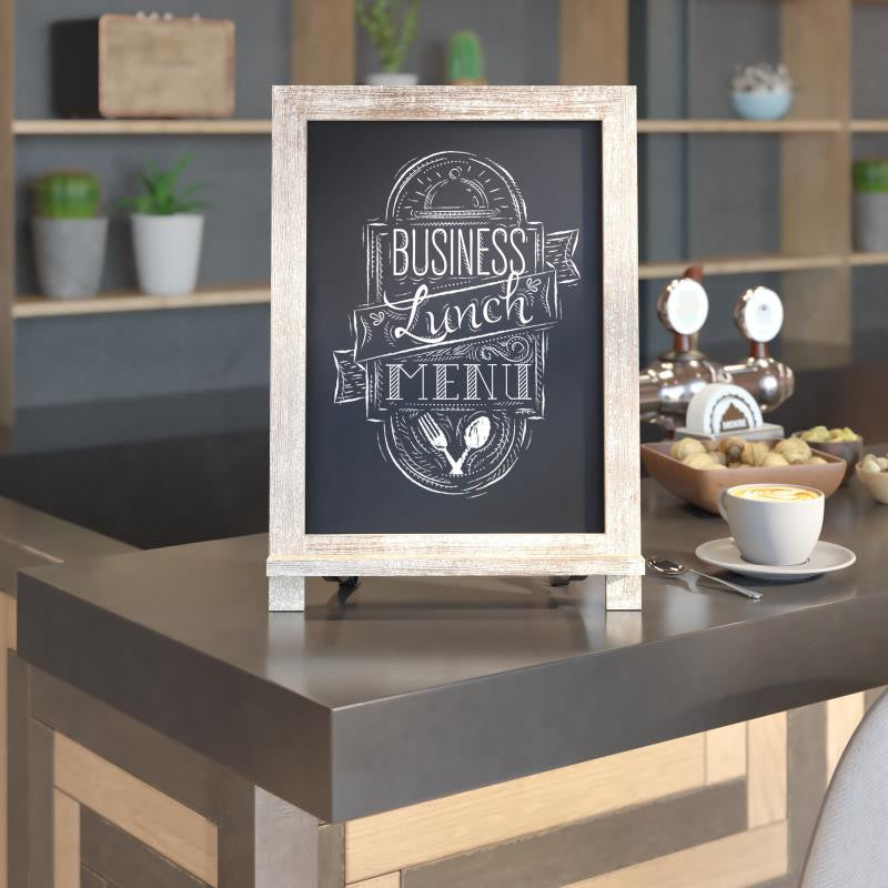 Canterbury Magnetic Chalkboard WithMetal Scrolled Legs, Hang or Countertop Board, 12" X 17" - Weathered Brown