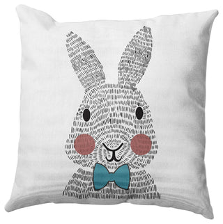 Bow-tie Bunny Easter Indoor/Outdoor Throw Pillow, Explorer Blue, 20x20"