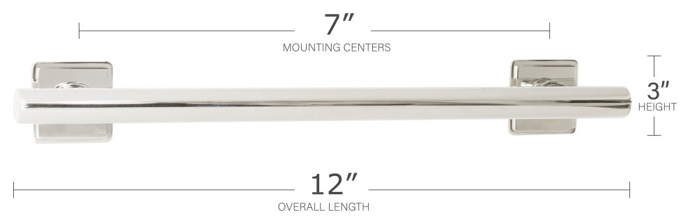 Coronado Designer Straight Bathroom Shower Grab Bar, Polished, 12"