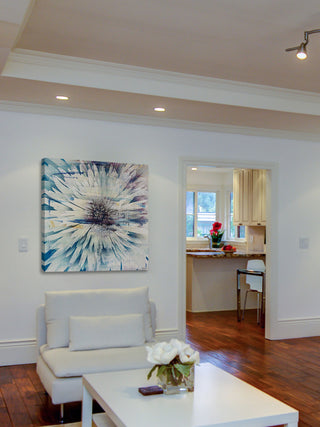 "White Burst Bloom" Painting Print on Wrapped Canvas, 40"x40"