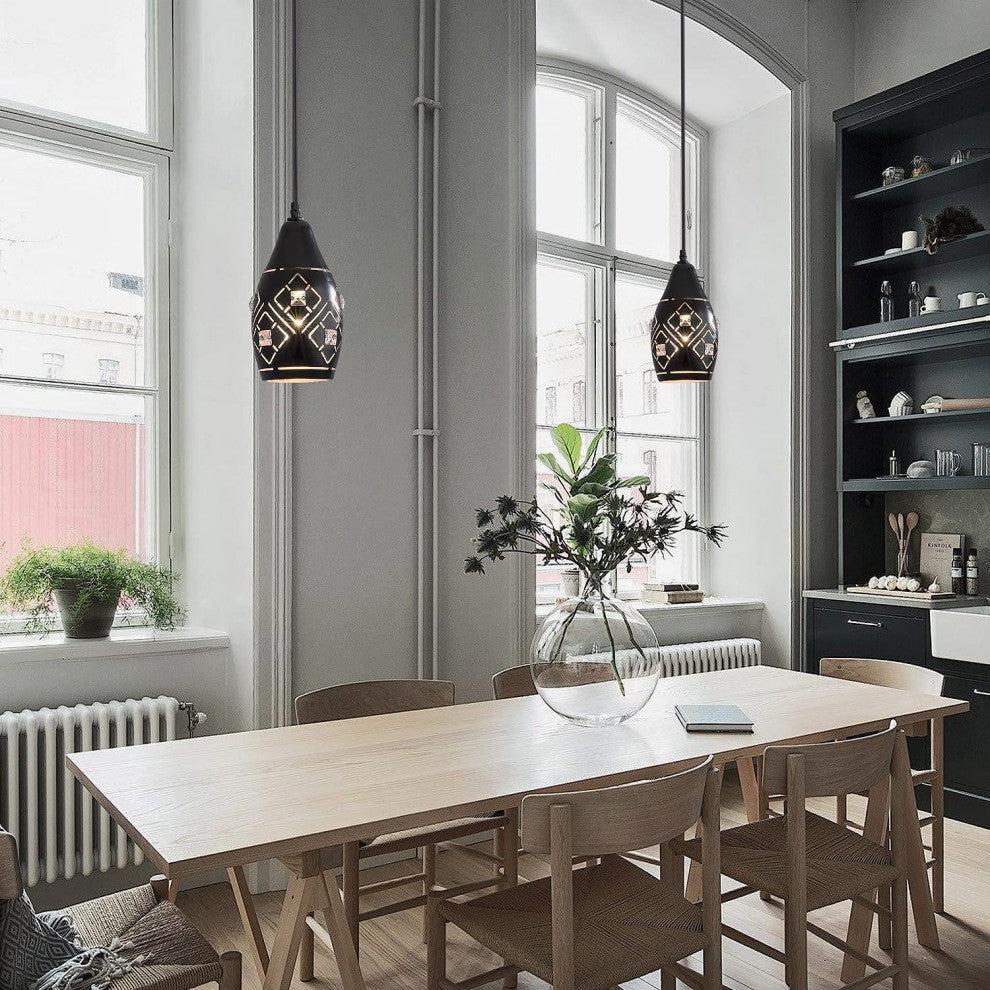Modern Pendant Light Fixture, Black, Farmhouse