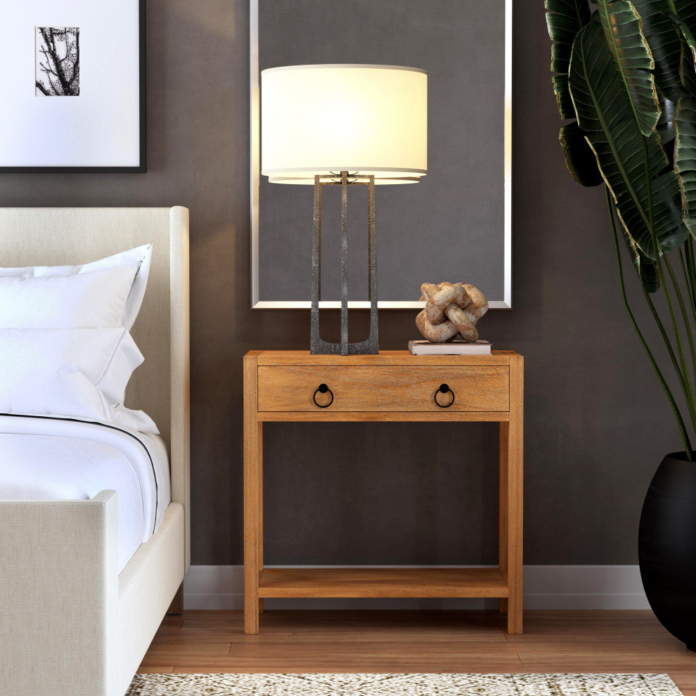 Lark Wood 1-Drawer Nightstand, Natural