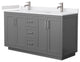 60"DBL Vanity Dark Gray, White Cult. Marble Countertop, Sinks, Nickel Trim
