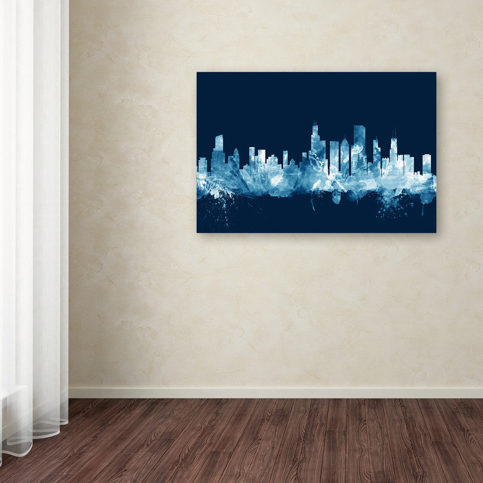 Michael Tompsett ''Chicago Illinois Skyline Navy'' Canvas Art, 12x19
