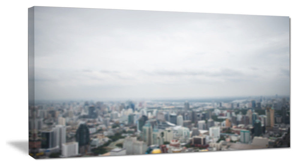 Panoramic Aerial View of Big City, Landscape Canvas Art Print, 60"x28"