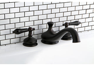 Heritage Onyx Roman Tub Filler w/ Black Porcelain Lever H& le, Oil Rubbed Bronze