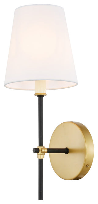 Brass And Black Finish And White Shade 1-Light Wall Sconce