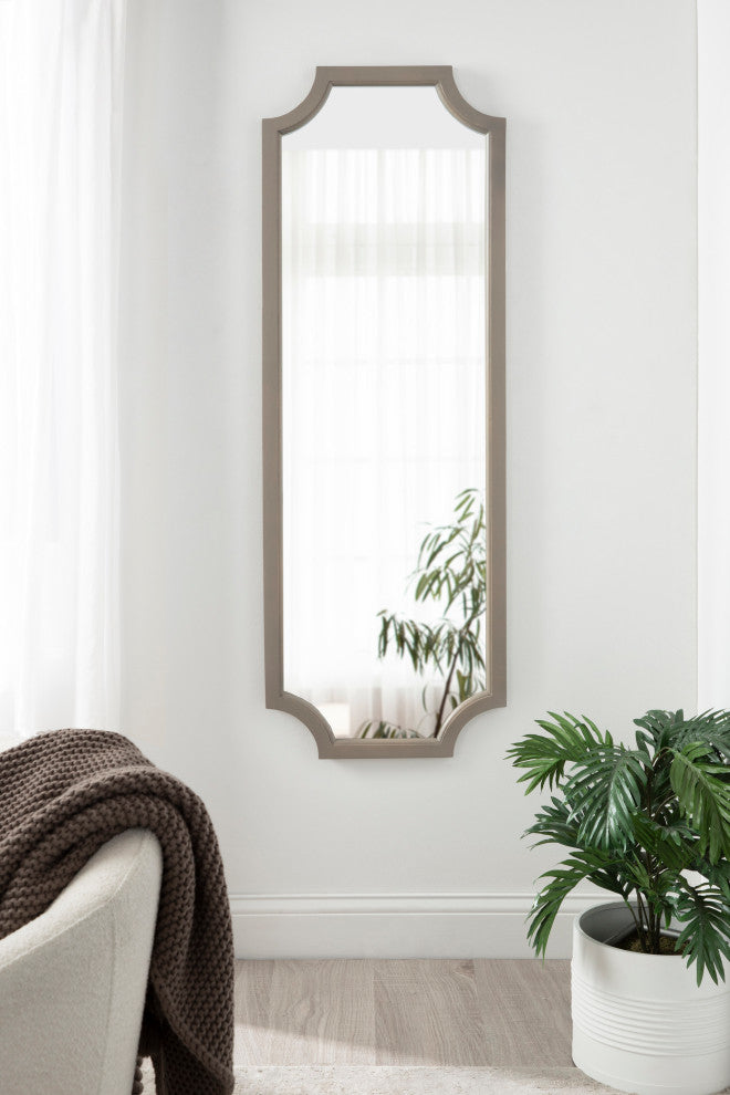 Hogan Framed Scallop Wall Mirror, Gray 16x48