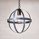 12" OVAL STRAP SPHERE PENDANT - Black Powder Coated Finish with White Wash