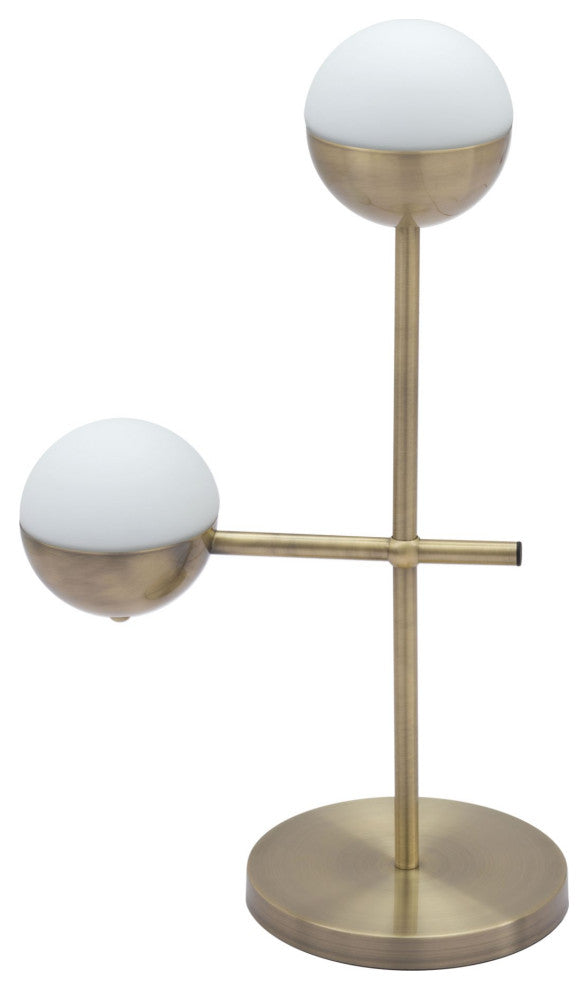 Table Lamp, Glass, Steel Metal, Bronze, White, Mid Century Kitchen LoungeLobby