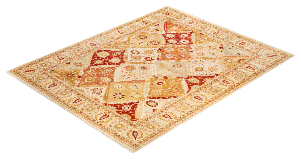 Eclectic, One-of-a-Kind Hand-Knotted Area Rug Ivory, 9' 1" x 12' 1"