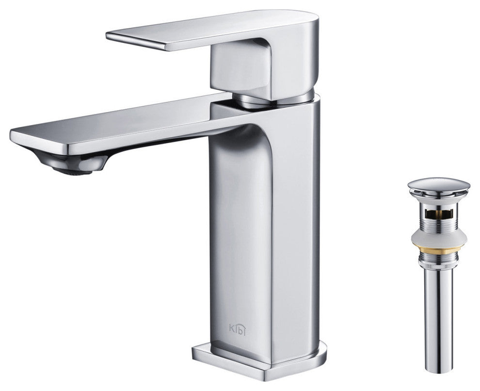 KIBI Mirage Single Handle Bathroom Faucet, Chrome, With Drain