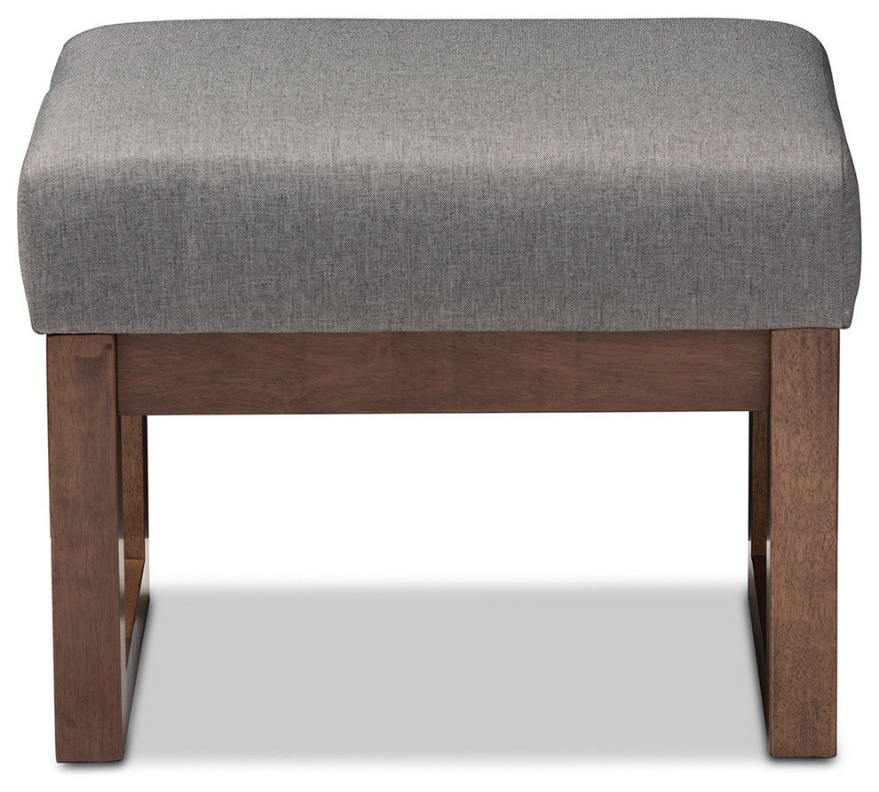 Yashiya Gray Fabric Upholstered Ottoman Stool