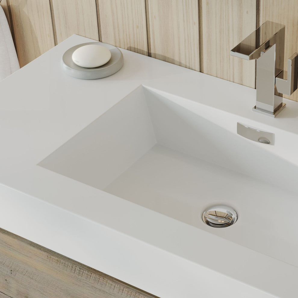 Boutique Bath Vanity, Natural Wood, 40", Single Sink, Wall Mount