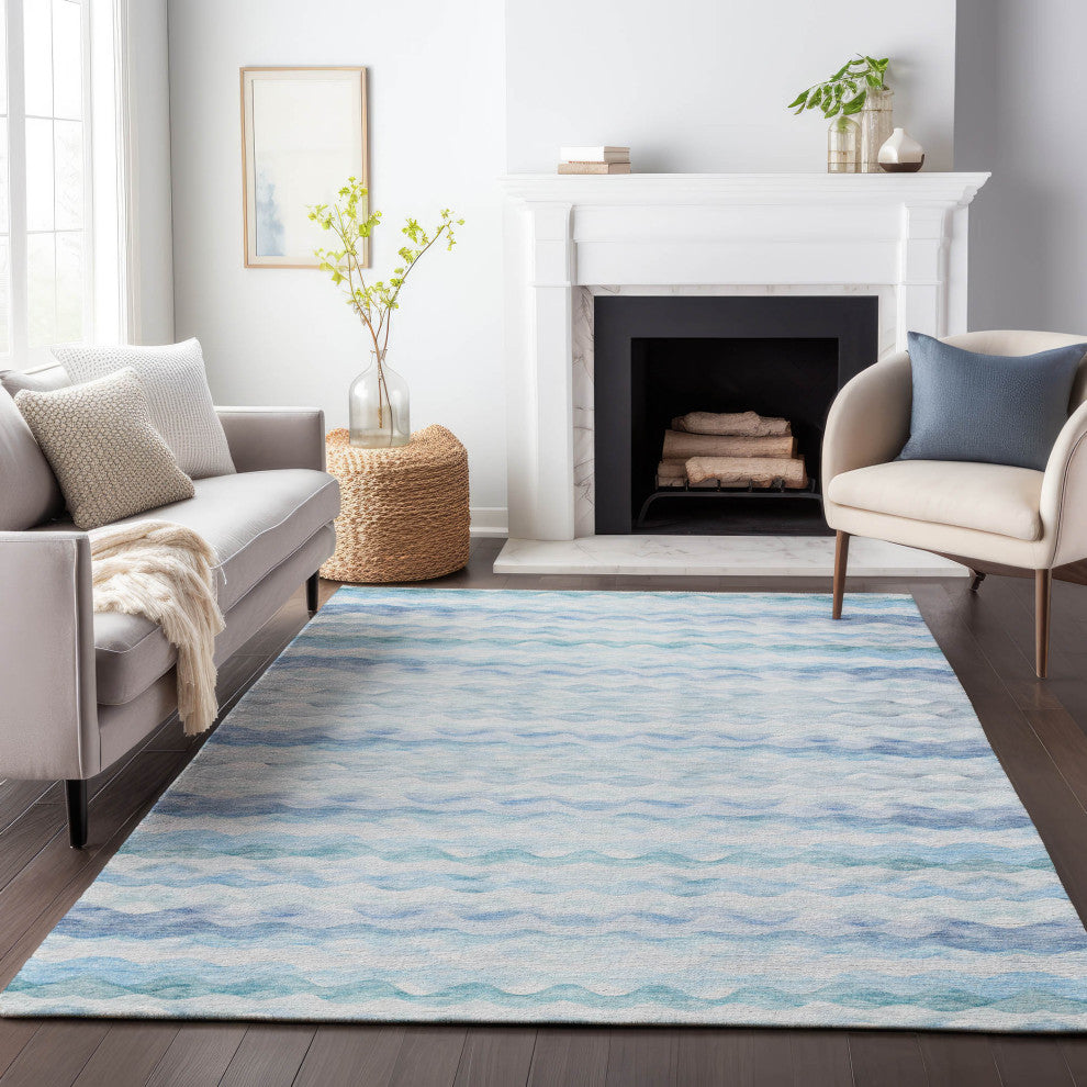 Addison Premium Washable Mayfield AMF195 Blue 2'6" x 3'10" Rug