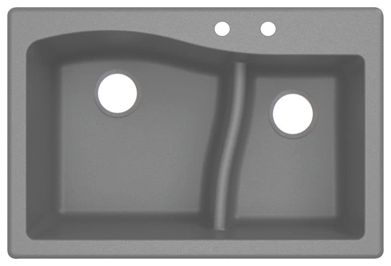 Aversa SilQ Granite 33-in. Drop-in Kitchen Sink with 2 BC Faucet Holes in Grey