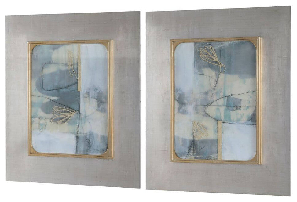 Uttermost Gilded Whimsy 31x37" Abstract Prints, 2-Piece Set
