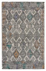Weave & Wander Oria Rug, Black/Tangerine, 5'x8'