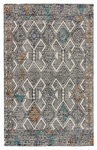 Weave & Wander Oria Rug, Black/Tangerine, 5'x8'
