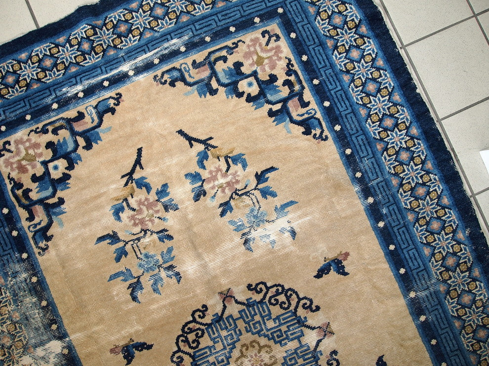 Consigned, Hand Made Antique Peking Chinese Rug 4.2'x6.3', 1880