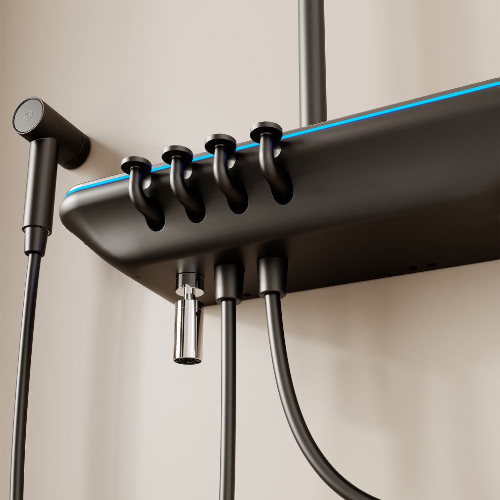 Thermostatic Complete Shower System with Handheld Shower and Bidet, Matte Black