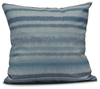Raya De Agua, Stripe Print Outdoor Pillow, Light Blue, 18"x18"