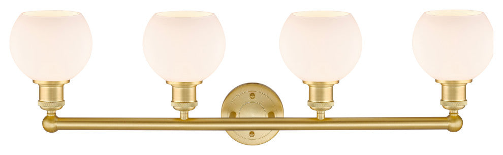 Athens 4-Light 33" Bath Vanity Light, Satin Gold, Matte White