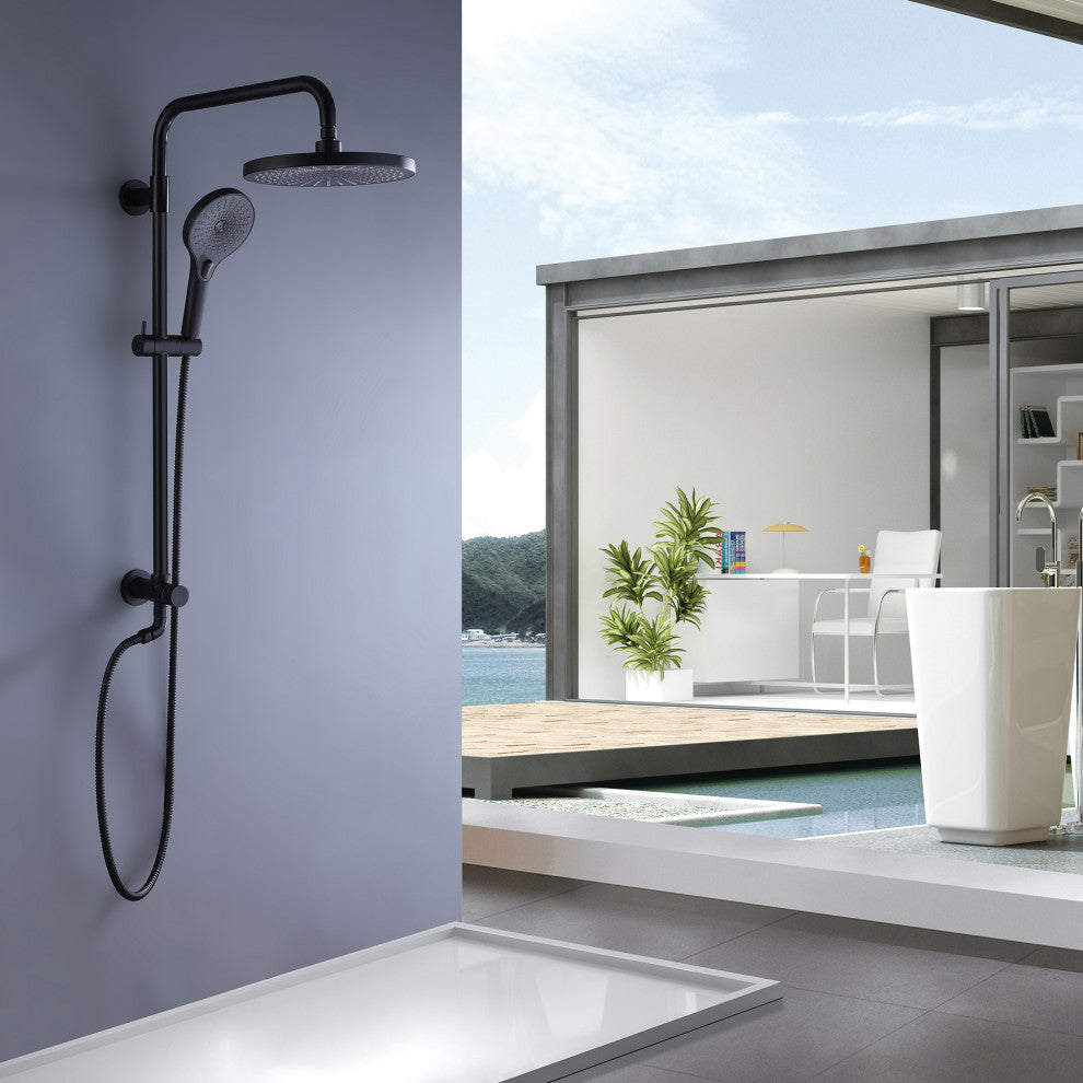 Wall Mounted Shower System with 3-setting Hand Shower Less Rough-in Valve