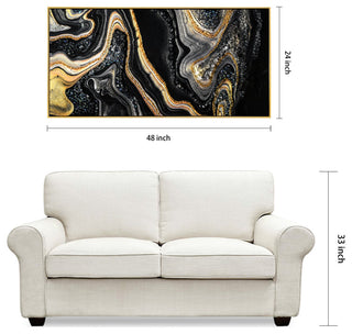 Golden Veins I Crystallus Epoxy Coated Wrapped Framed Abstract Canvas Wall Art