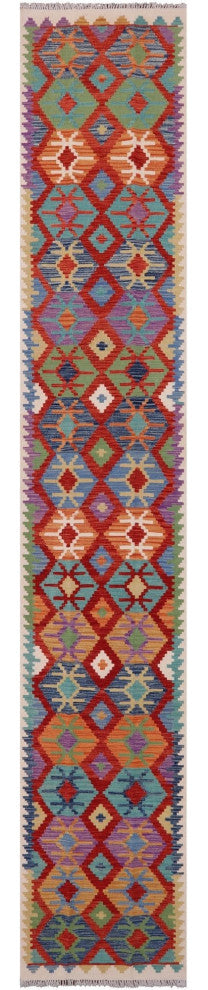 Runner Kilim Flat Weave Wool Rug 2' 8" X 16' 0" - Q12557