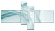 Fractal Large Blue 3D Waves, Abstract Canvas Art Print, 60"x32", 4 panels