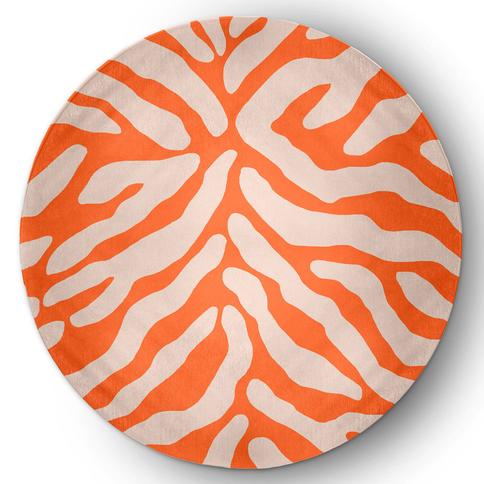 Animal Stripe Spring Chenille Rug, Blood Orange, 5' Round