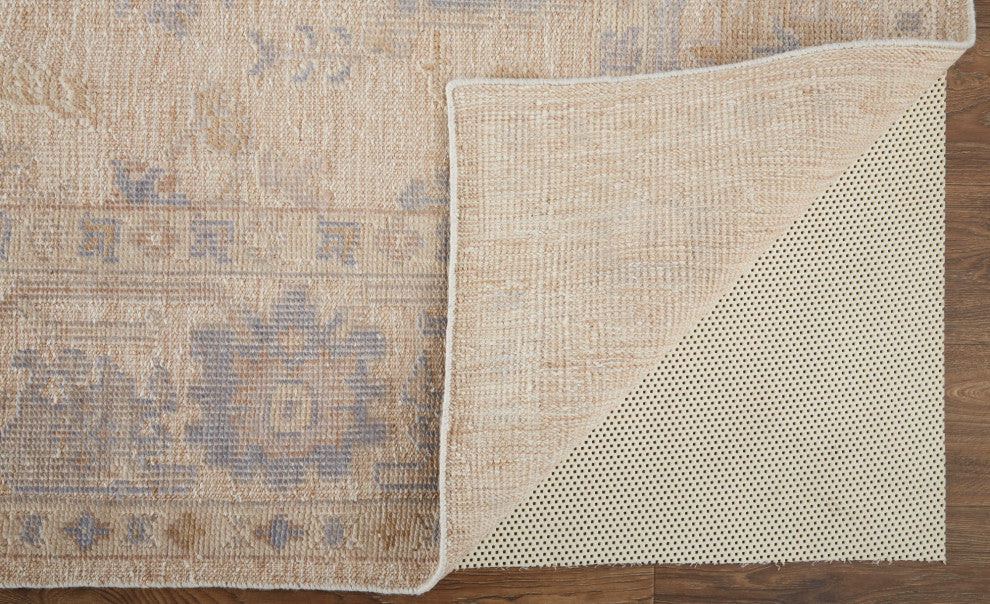 Weave & Wander Tierney Eco Friendly PET Oushak Rug, Ivory Tan/Stone Blue, 5' X 8