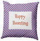 Happy Haunting Checks Accent Pillow, Orchid, 18"x18"
