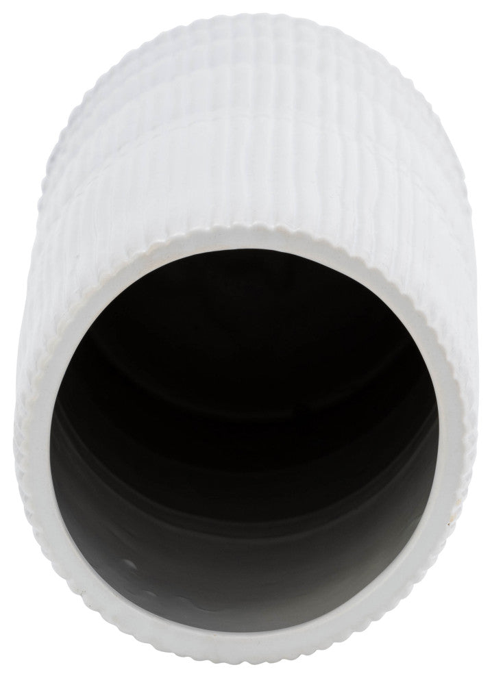 Ceramic 15"H Lined Cylinder Vase, White