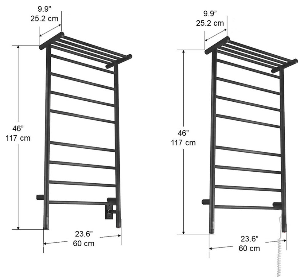 Ancona Piazzo OBT 8-Bar Towel Warmer, On-Board Timer, Matte Black