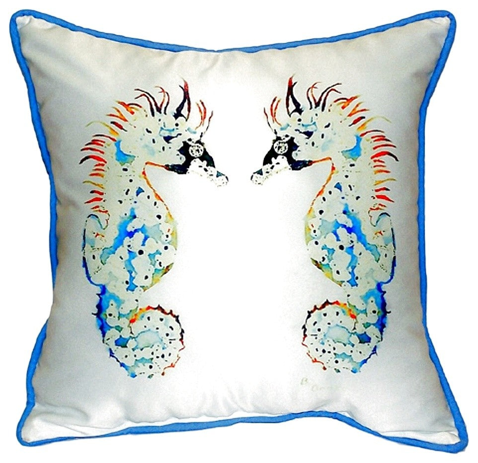 Betsy's Seahorses Small Indoor/Outdoor Pillow 12x12 - Set of Two