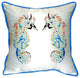 Betsy's Seahorses Small Indoor/Outdoor Pillow 12x12 - Set of Two