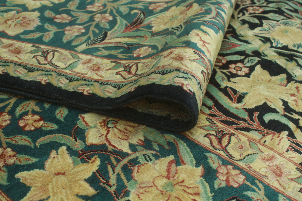Pak-Persian Charleto Black/Green Rug, 10'1x14'1
