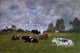 Eugene-Louis Boudin Cows in a Pasture, 18"x27" Wall Decal